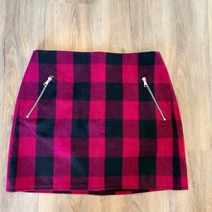 Plaid Pink and Black Women's Wool Skirt